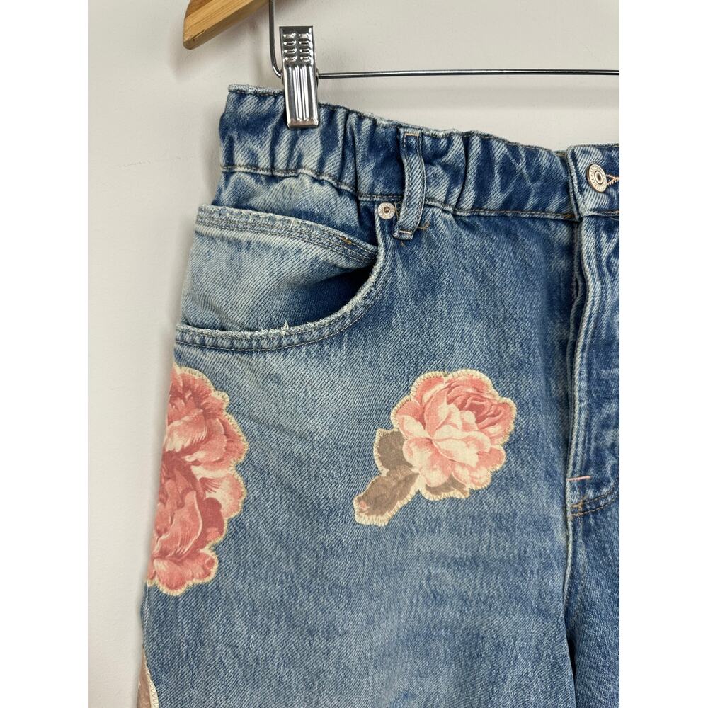 Free People Garden State Long Shorts 31 Denim Floral Distressed Y2K Boho - Picture 8 of 13
